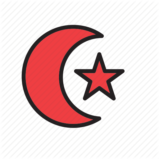 Half Star Red Logo - Half, islam, moon, muslim, red, religion, star and crescent icon