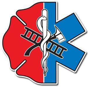 Half Star Red Logo - Maltese Cross Star of Life Half and Half Reflective Emergency Decal ...