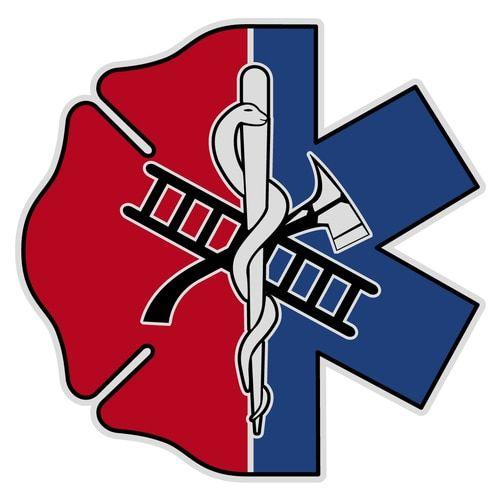 Half Star Red Logo - Half Maltese Cross Half Star of Life Decal