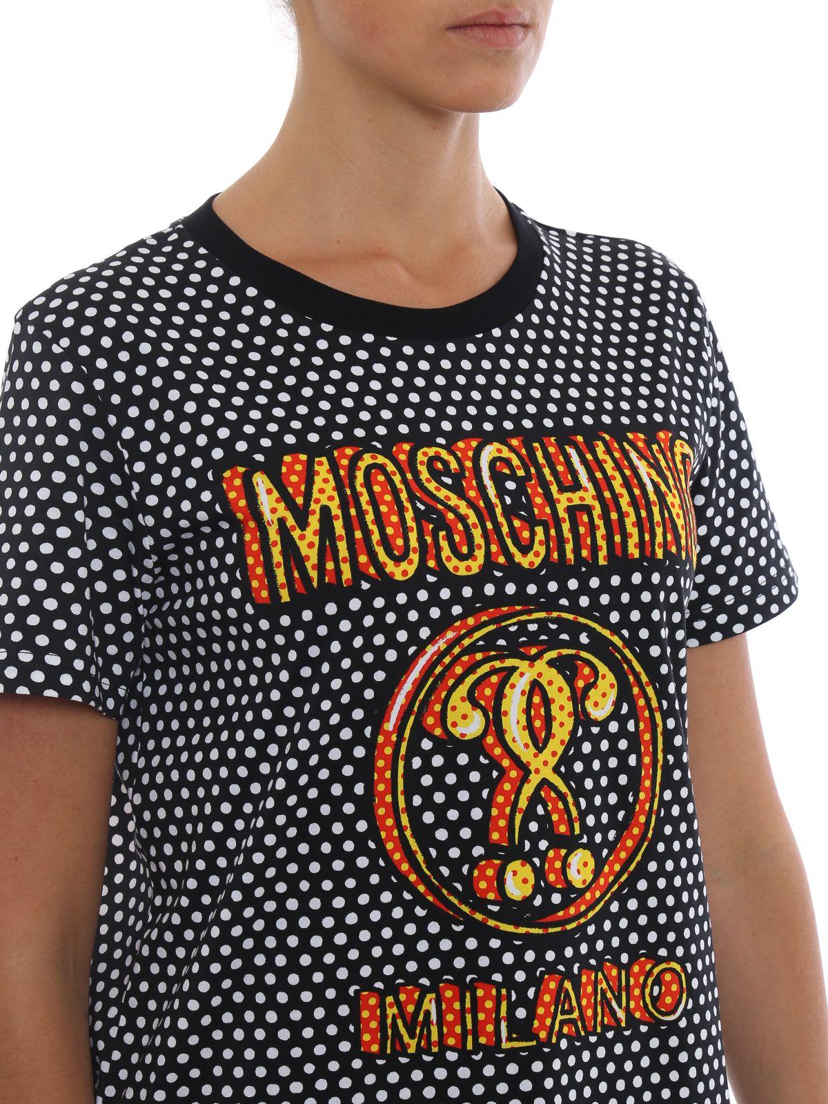 Orange Dot Logo - Moschino - Polka dot logo print T-shirt - t-shirts - DA071054402555