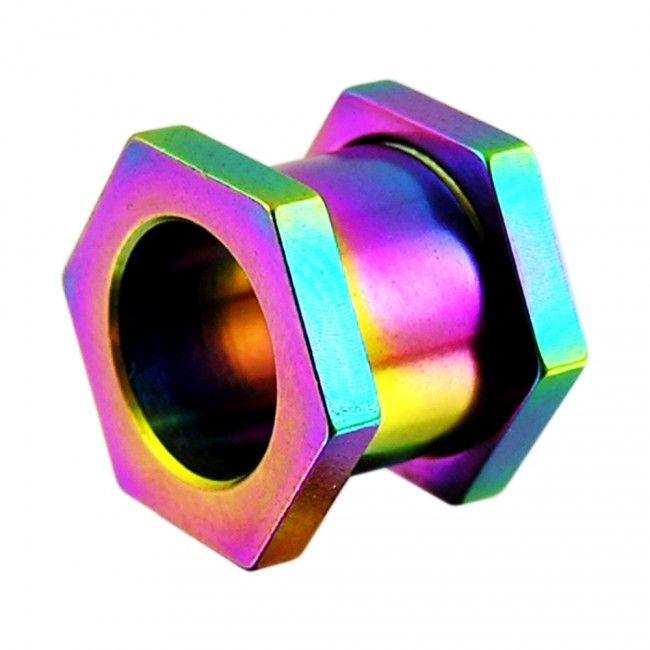 Rainbow Hexagon Logo - Best Prices for Rainbow Hexagon Ear Flesh Tunnel-EAR663 | Pi