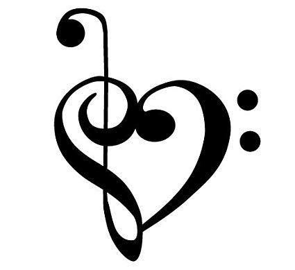 Heart Black and White Logo - Amazon.com: Bass and Treble clef heart Decal Sticker: Automotive