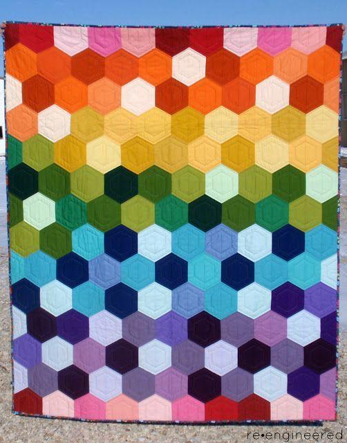 Rainbow Hexagon Logo - re•engineered: rainbow hexagon quilt : finished | Rainbow quilts ...