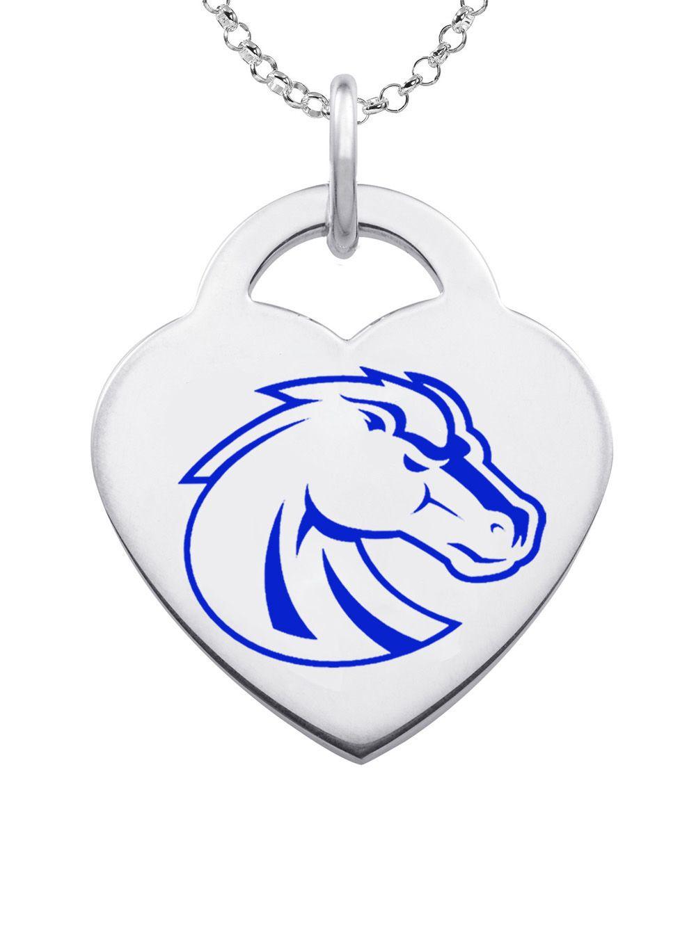 Boise State Broncos Silver Logo - Boise State Broncos Logo Heart Pendant With Color