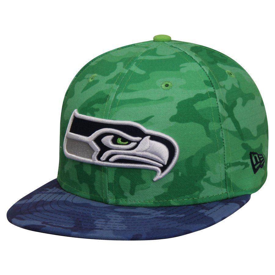 Camo Seahawks Logo - New Era Seattle Seahawks 59FIFTY Camo-2-Camo Fitted Hat - Neon Green ...