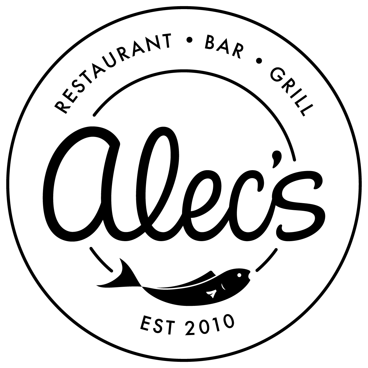 Black and White Restaurant Logo - Alec's Restaurant