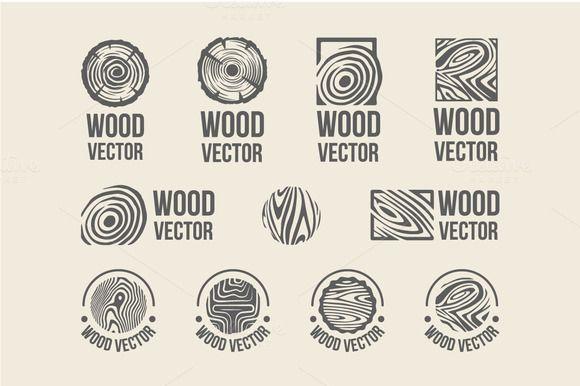 Woodworking Logo - Set of wood rings texture logo by AliceNoir on Creative Market