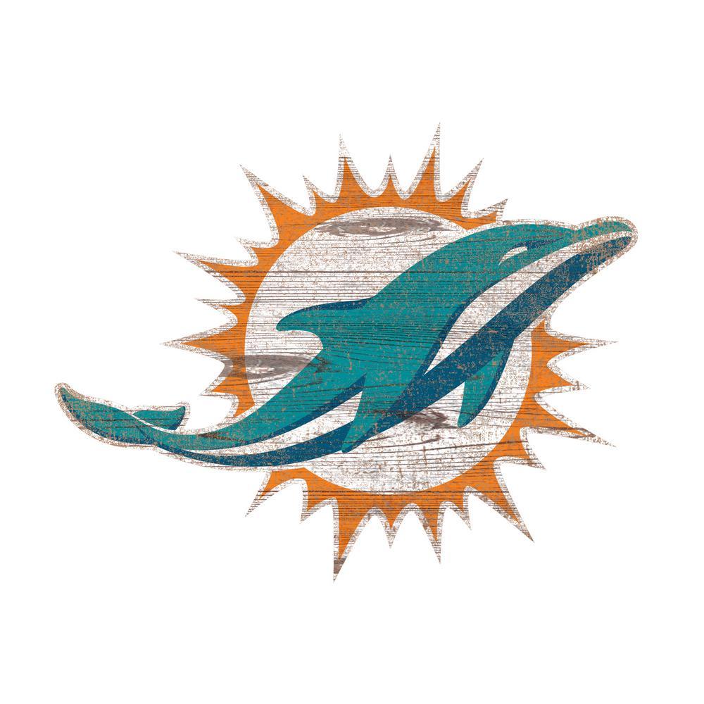 NFL Dolphins Logo - Adventure Furniture NFL Indoor Miami Dolphins Distressed Logo Cutout