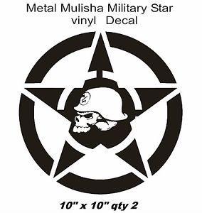 Metal Mulisha Logo - METAL MULISHA Military Star Vinyl Truck Decal 10x10 qty 2 Fits Jeep