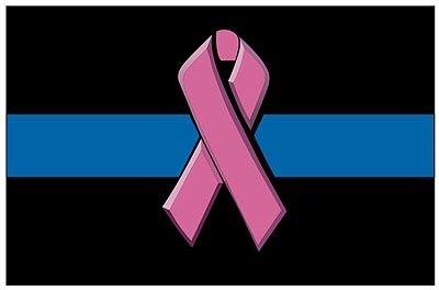 Pink and Blue Ribbon Logo - Thin Blue Line Pink Ribbon Reflective Decal