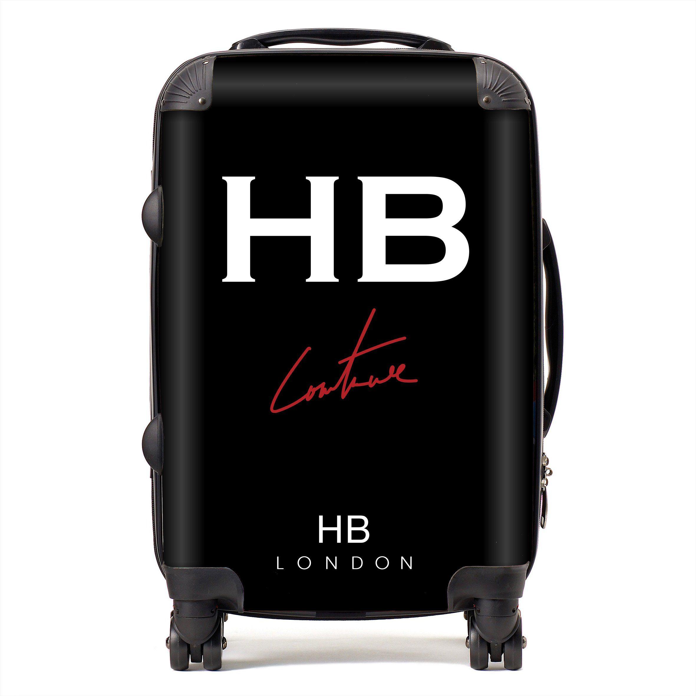 Couture Club Logo - Personalised Black Couture Club Logo Initial Suitcase - HB LONDON