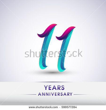 Red Blue Smile Logo - eleven years anniversary celebration logotype blue and red colored ...