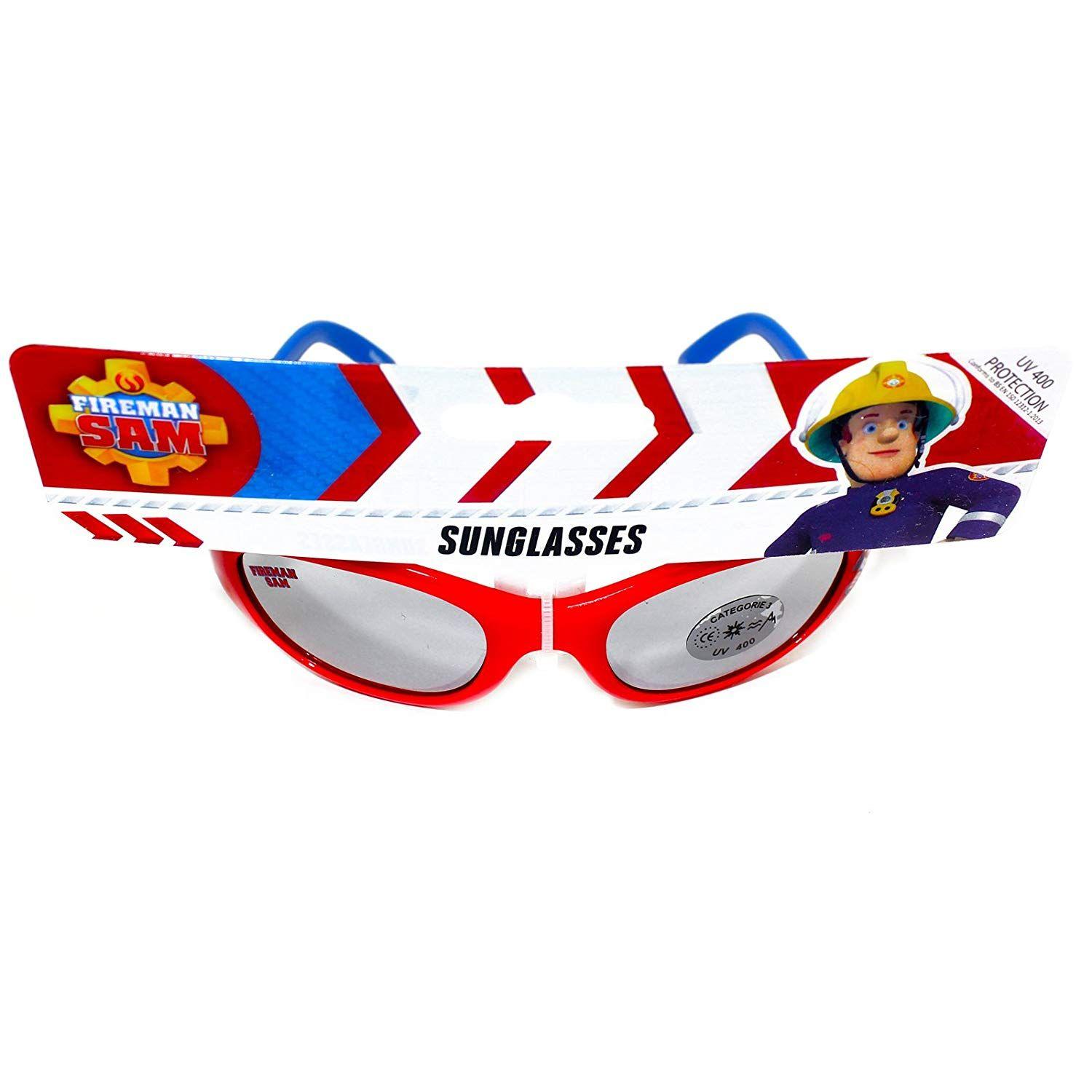 Red Blue Smile Logo - Kids Boys Fireman Sam Red Blue Character Sunglasses Age UV 400
