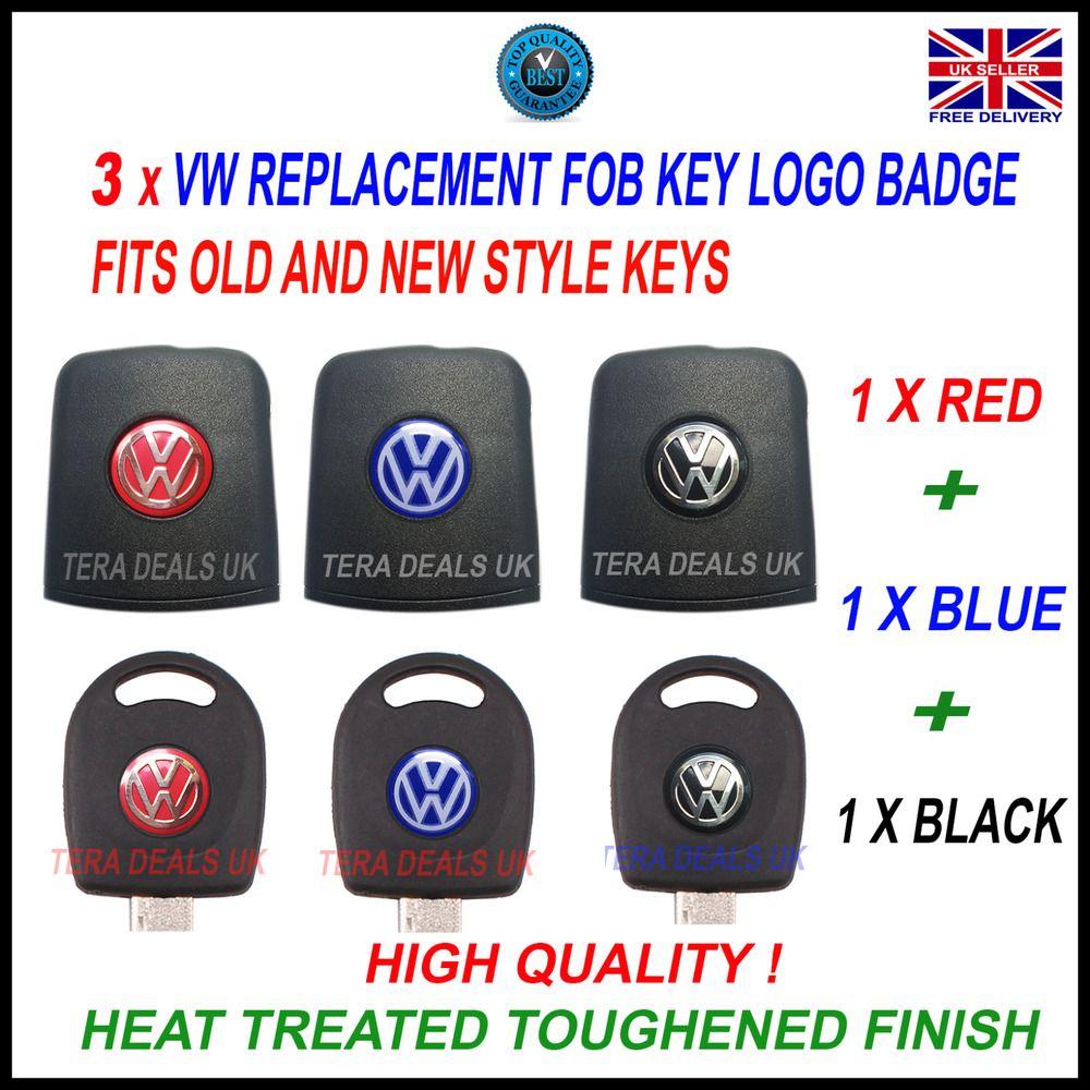 Red Blue Smile Logo - 3 X VW REMOTE KEY FOB BADGE EMBLEM STICKER LOGO REPLACEMENT 14MM RED ...
