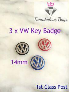 Red Blue Smile Logo - x VW Remote Key Fob Badge Emblem Sticker Logo Replacement 14mm red