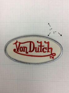 Oval Red Letters Logo - VON DUTCH OVAL PATCH NEW WHITE/ RED LETTERS ,SILVER BORDER | eBay