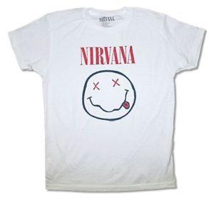 Red Blue Smile Logo - Nirvana Red White and Blue Smile White T Shirt New Official Kurt