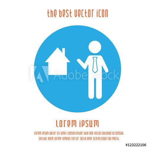 White and Blue Round Logo - Real estate business simple isolated vector icon. Businessman
