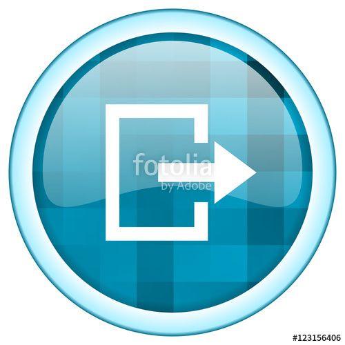 White and Blue Round Logo - Blue round vector exit icon on white background with lightblue ...