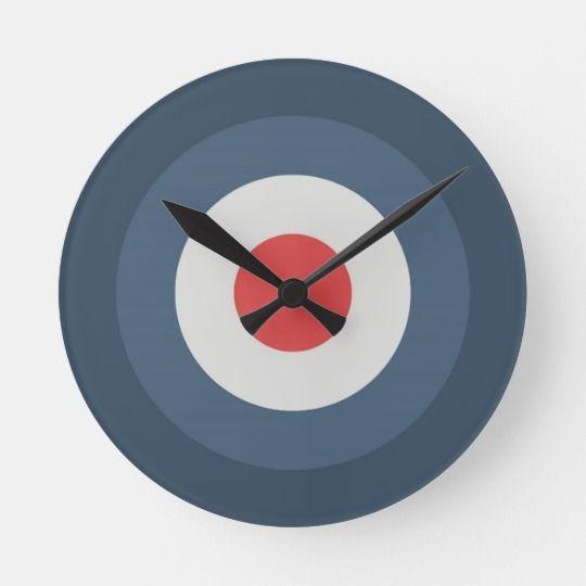 White and Blue Round Logo - Four Colour Combo - Red Grey White Blue Dark Blue Round Clock ...