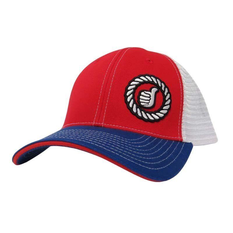 White and Blue Round Logo - Men's Dally Up Cap, Red, White Blue, Round Logo Elms Grand