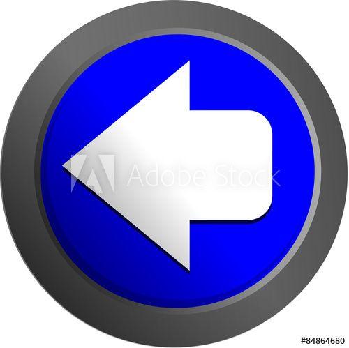 White and Blue Round Logo - Blue round back button with a white arrow this stock