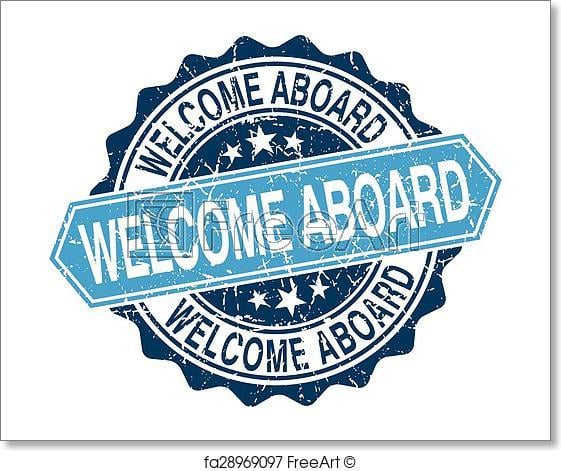 White and Blue Round Logo - Free art print of Welcome aboard blue round grunge stamp on white ...