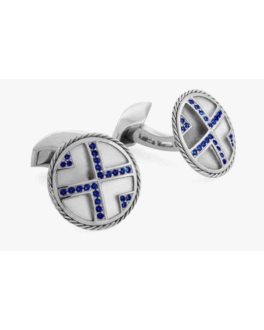 White and Blue Round Logo - Lyst - Tateossian Round Deco Cufflinks In 18k White Gold in Blue for Men