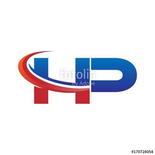 Oval Red Letters Logo - modern vector initial letters logo swoosh hp red blue