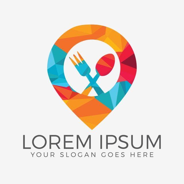 Food App Logo - Food Point Logo Design. Spoon, Fork And Pin Sign Logo Template., App