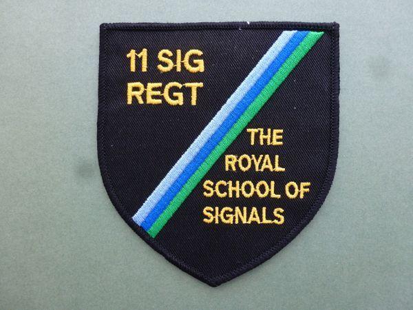Blue Green and Black Logo - Signal Regiment School of Signals black shield with gold letters