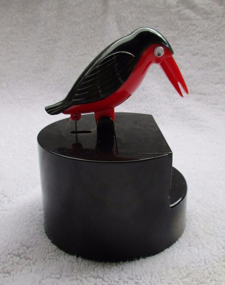 Red and Black Bird Restaurant Logo - Toothpick Bird Dispenser Tooth Pick Holder Restaurant Red Black Gag