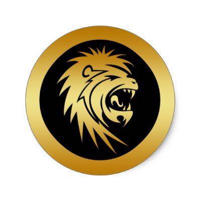 Gold Lion Logo - Golden Lion Head Logo Stickers | Zazzle.com