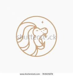 Gold Lion Logo - GOLD LION LOGO GEOMETRIC LINE ART MONOLINE