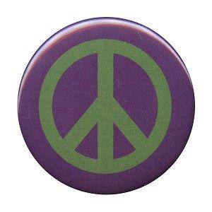 Purple Peace Logo - Green on purple peace symbol button
