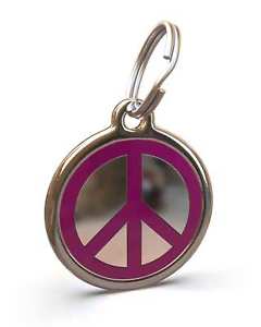 Purple Peace Logo - Pet Dog Cat ID Engraved Name Tag Personalized Steel Purple Peace