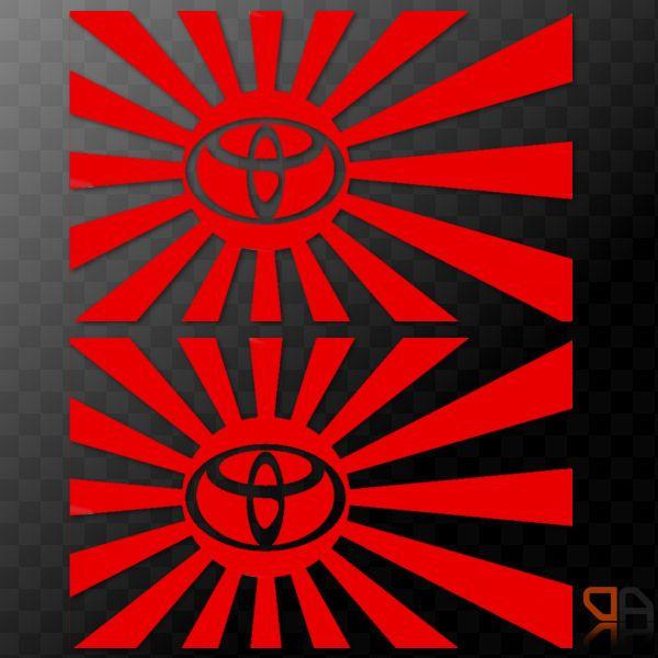Red Sun Logo - 2x (pair) Japanese Rising Sun With Toyota Logo JDM Car Decals
