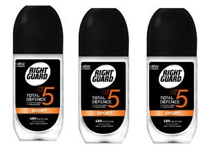 Right Guard Logo - 3X Right Guard Men Total Defence 5 SPORT Deodorant Roll on 50ml 48h