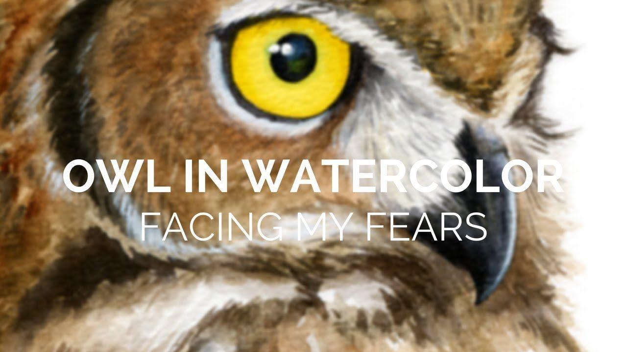 Fear Owl Eye Logo - Facing My Feather Fears | Great Horned Owl Watercolor Painting - YouTube
