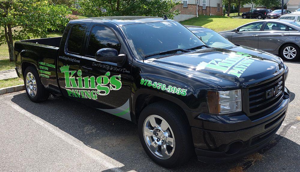 Crome Green Company Logo - Kings paving truck decals lettering. AJR Signs and Graphics