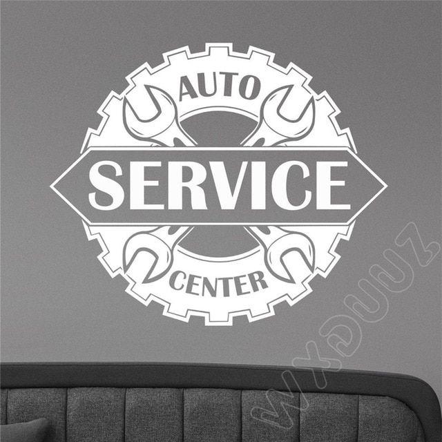 Service Garage Logo - WXDUUZ Auto Service Center Sign Wall Decal Garage Logo Design Decor
