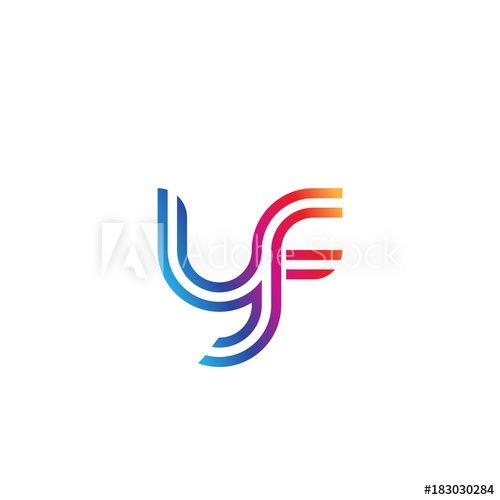 Yf Logo - Initial lowercase letter yf, linked outline rounded logo, colorful