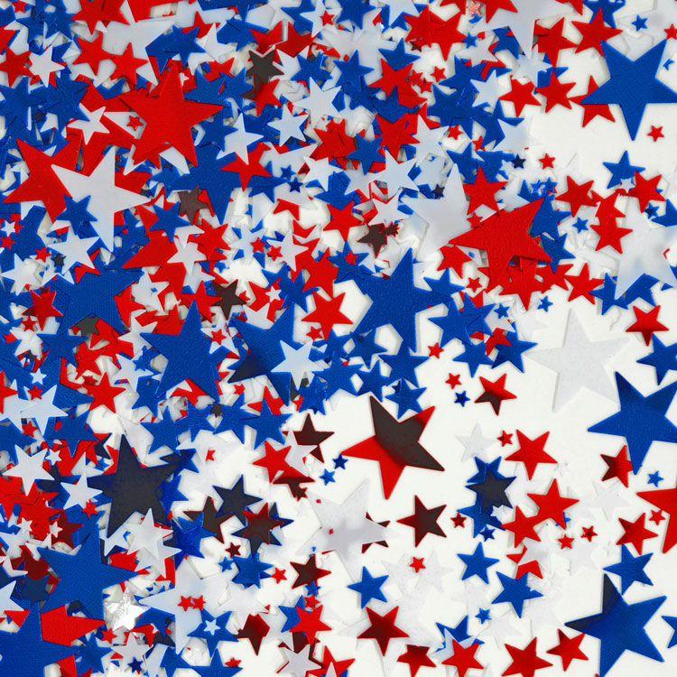 Red and White Star Logo - Red, White & Blue Stars Metallic Confetti. Patriotic Party Supplies