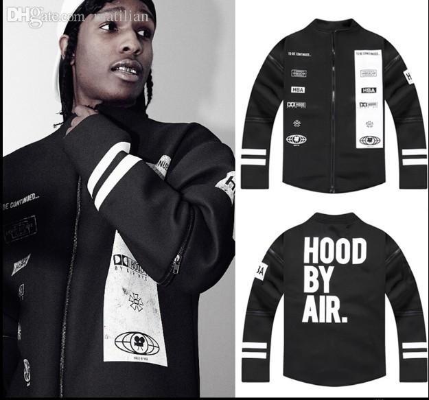 Hood by Air Clothing Logo - Fall-hip hop baseball jersey fashion brand hood by air mens designer  clothes black quilted cool jackets for men urban clothing hba
