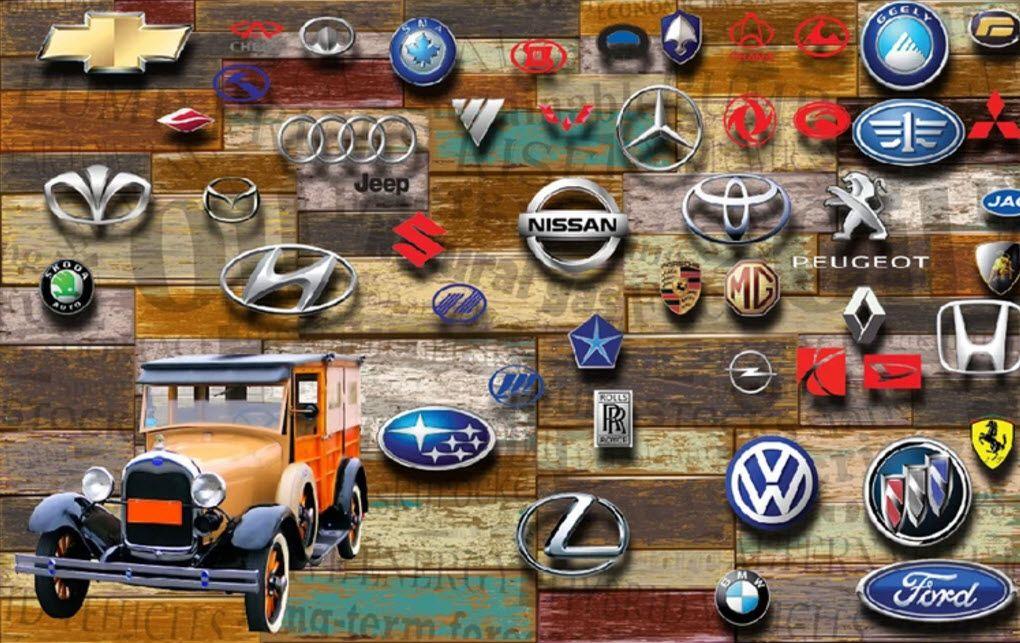 Modern Vintage Automotive Logo - Modern Vehicle with brown background blue themed classic brand car ...