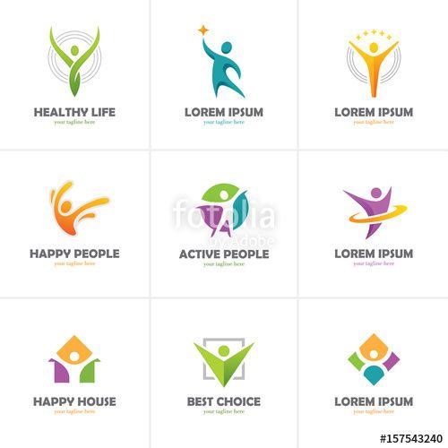 Human Logo - Set of abstract colorful human logo