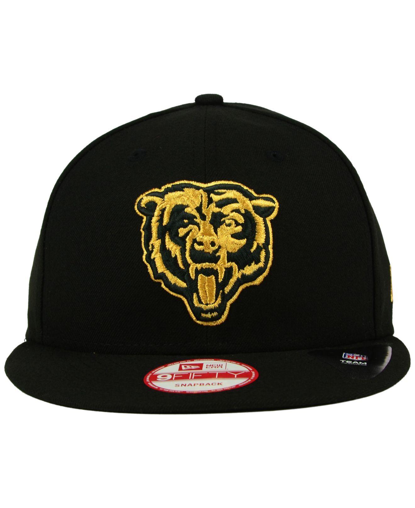 Gold Bears Logo - Lyst Chicago Bears Black Metallic Gold 9fifty Snapback Cap