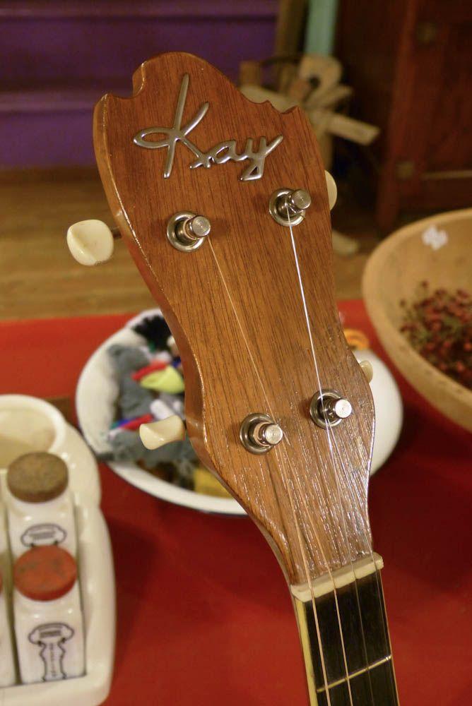 Banjo Headstock Logo - 1950s Kay K-52T Resonator Tenor Banjo