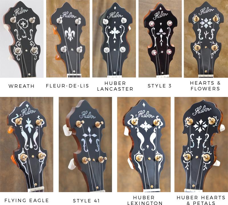 Banjo Headstock Logo - Mother of Pearl Inlay | Huber Banjos