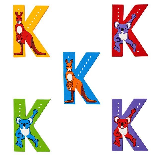 Yellow and Red K Logo - Fair Trade Wooden Animal Letter K